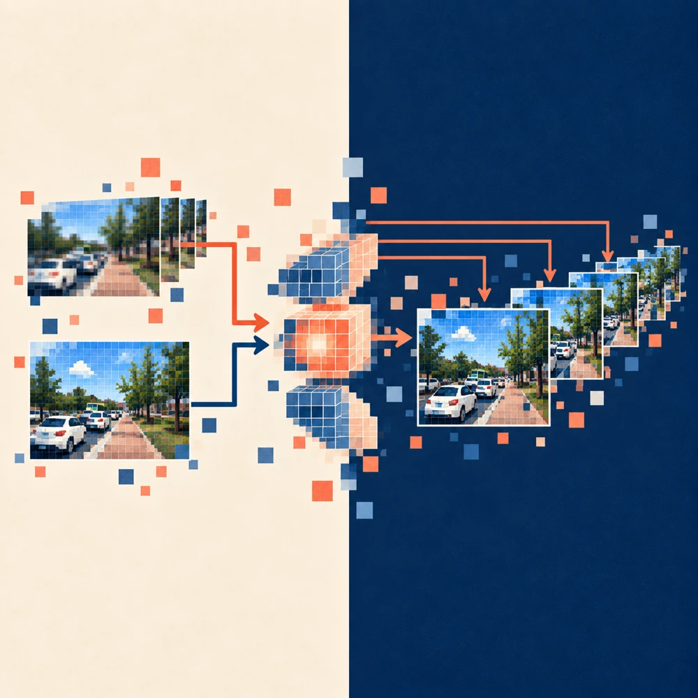 Conceptual illustration based on the paper method: LPM: Industrial-Scale Generative Video Restoration