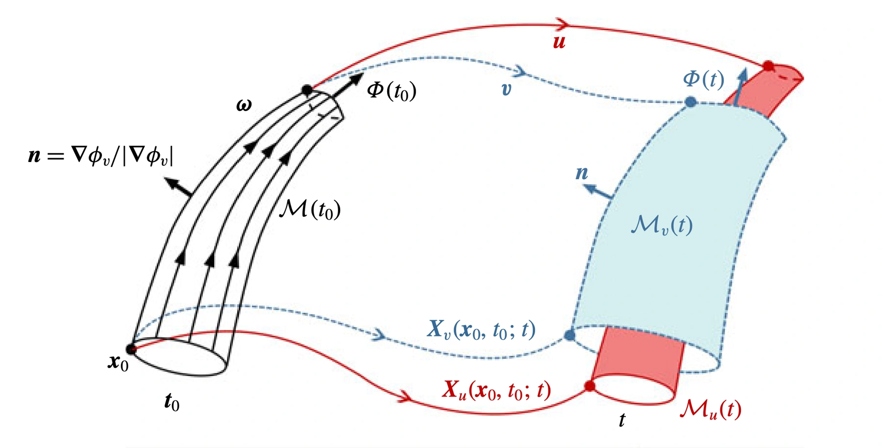 Vortex surfaces transported by virtual and physical velocities (Figure 2)